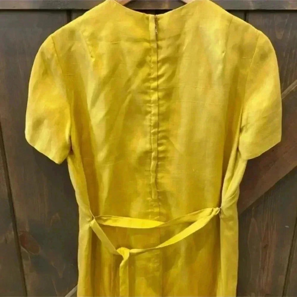 Robert Peters for Julius Garfinckel  Vintage Retro Yellow Silk Dress Pinup - Picture 5 of 9